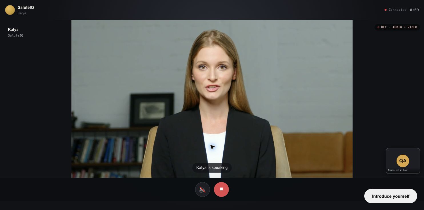 SaluteIQ receptionist session capture paired with the people photograph